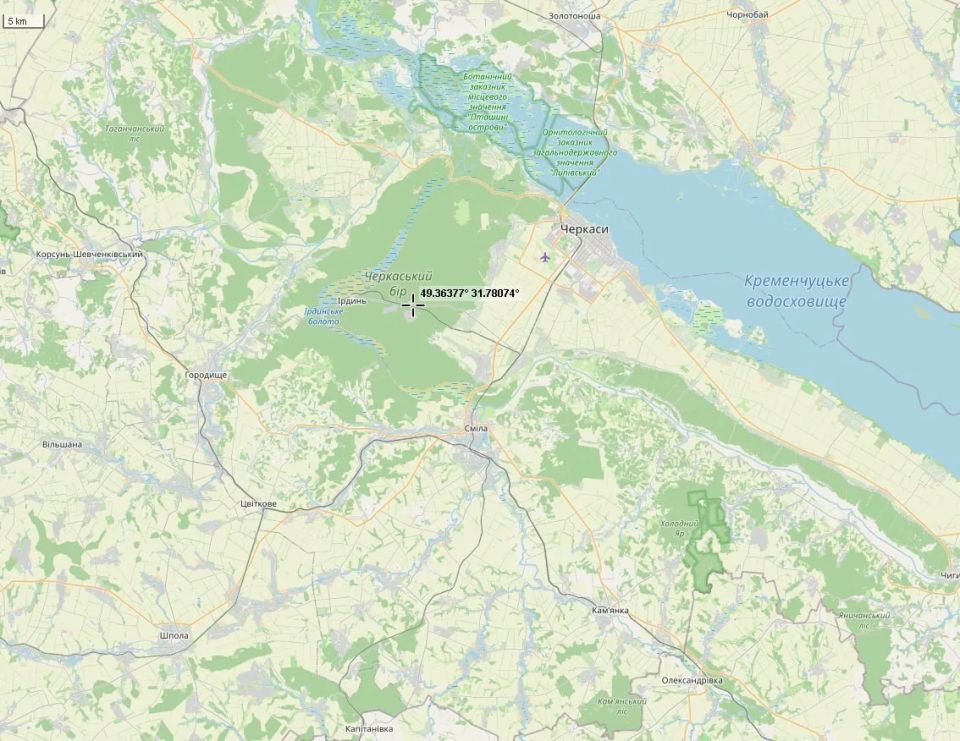 Тепловая аномалия зафиксирована сегодня на площадке арсенала в районе города Черкассы Тепловая аномалия зафиксирована сегодня на площадке арсенала в районе города Черкассы