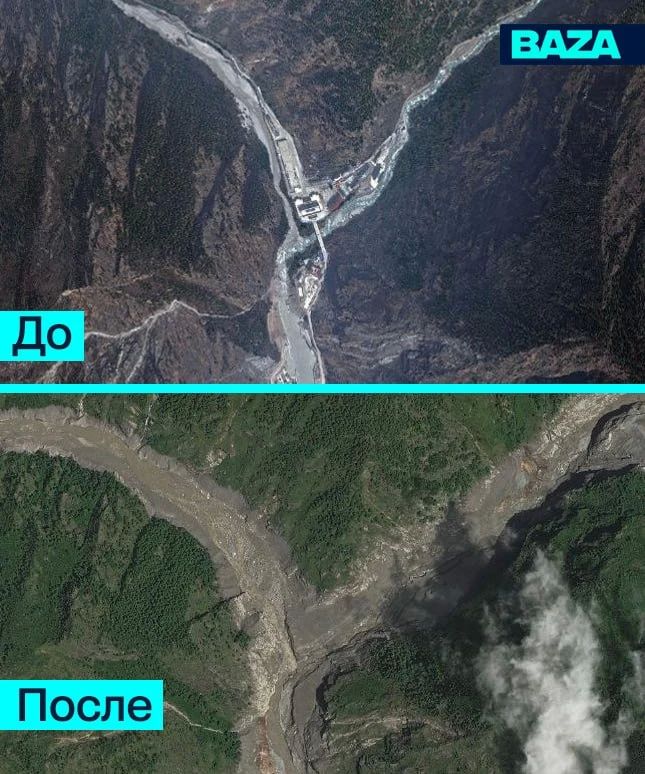 Кадры «до» и «после» мощнейшего селевого потока в Непале Кадры «до» и «после» мощнейшего селевого потока в Непале